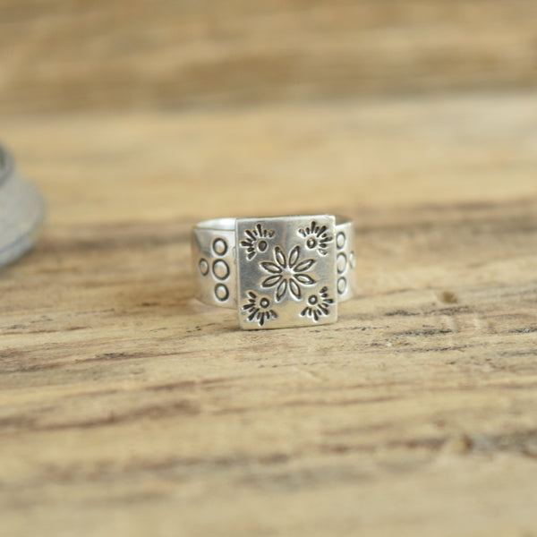 Sterling Silver Hippie Ring Size 8